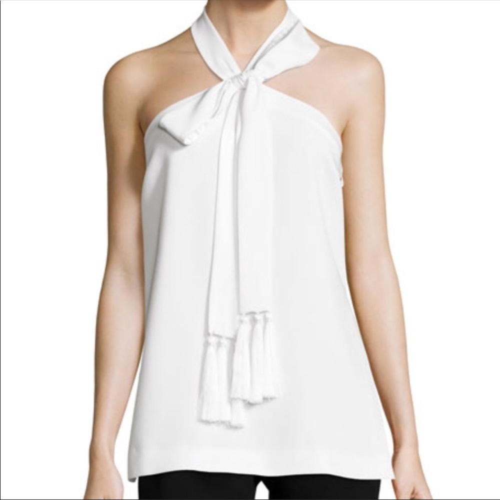 Cinq a sept white halter with tasels NWOT
